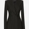 Double-breasted pinstripe wool Turlington jacket