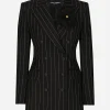 Double-breasted pinstripe woolen Turlington jacket