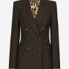 Double-breasted pinstripe wool Turlington jacket