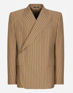 Double-breasted pinstripe Sicilia-fit jacket