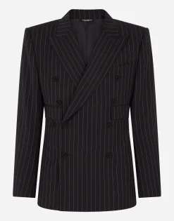Double-breasted pinstripe stretch wool Sicily-fit suit