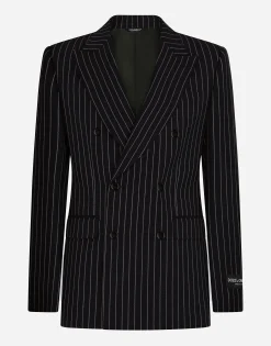 Double-breasted pinstripe wool Sicilia-fit jacket