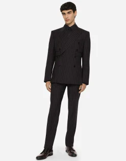 Double-breasted pinstripe stretch wool Sicily-fit suit
