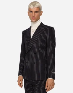 Double-breasted pinstripe wool Sicilia-fit jacket
