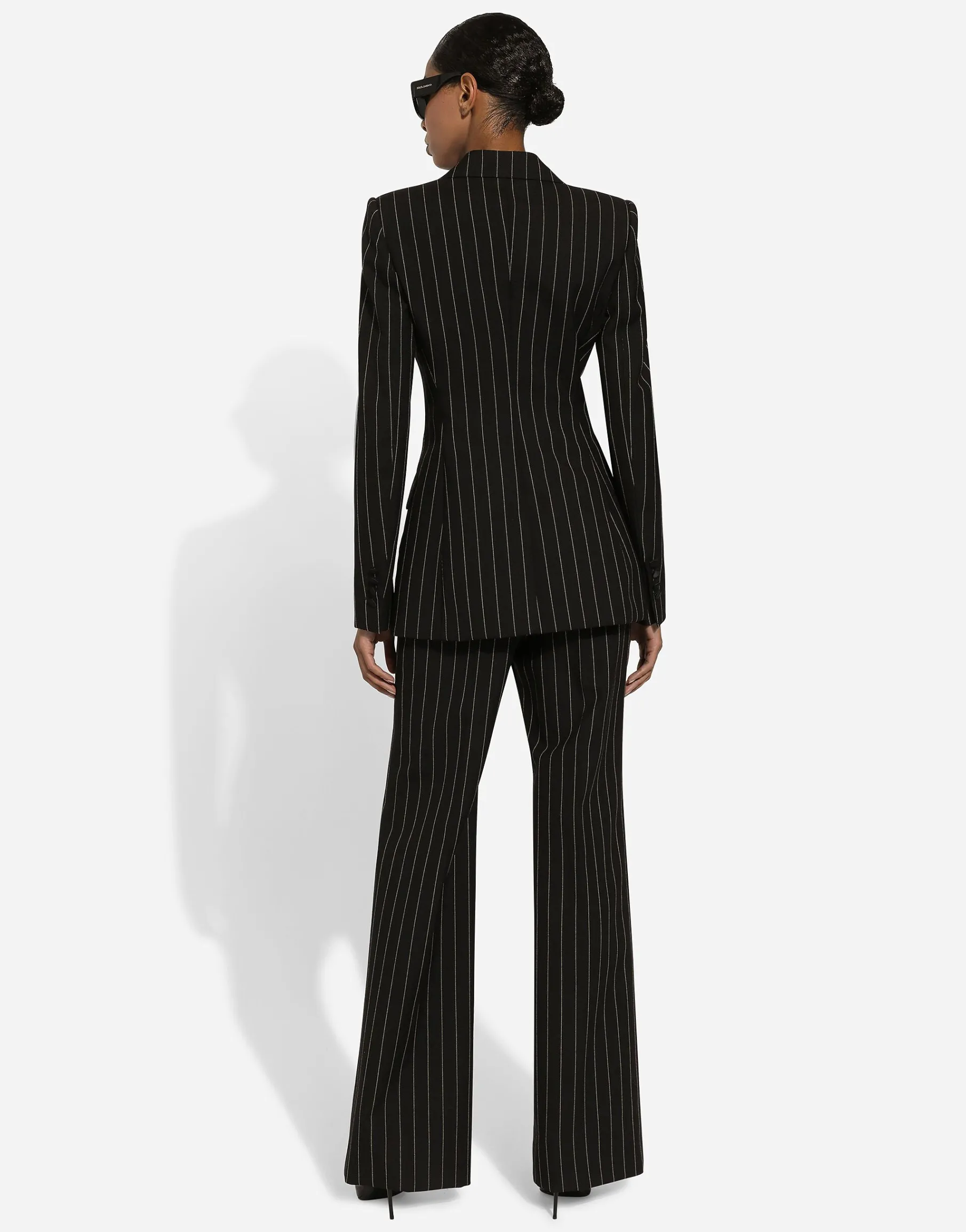 Double-breasted pinstripe wool Turlington jacket