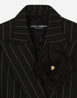 Double-breasted pinstripe woolen Turlington jacket