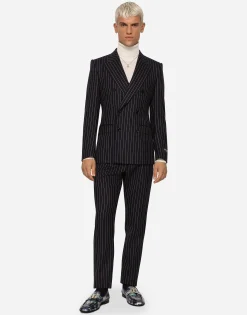 Double-breasted pinstripe wool Sicilia-fit jacket