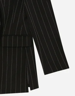 Double-breasted pinstripe woolen Turlington jacket