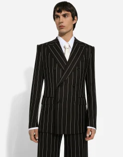 Double-breasted pinstripe Sicilia-fit jacket
