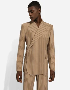 Double-breasted pinstripe Sicilia-fit jacket