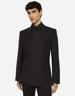 Double-breasted pinstripe stretch wool Sicily-fit suit