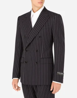Double-breasted pinstripe wool Sicilia-fit jacket