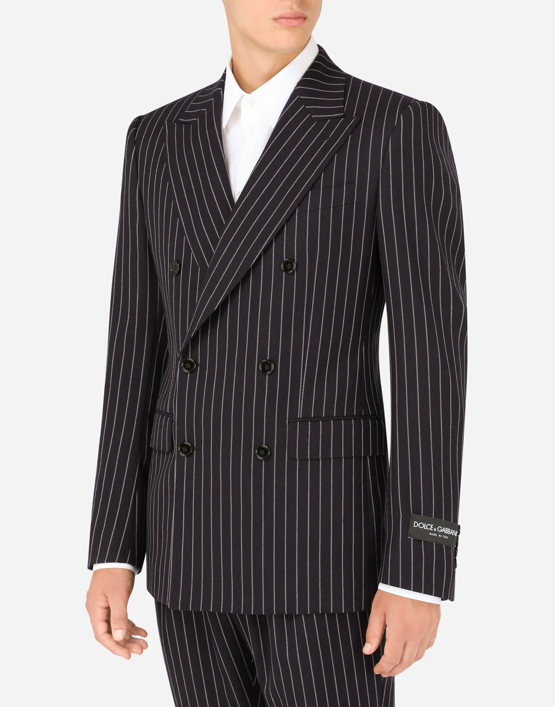 Double-breasted pinstripe wool Sicilia-fit jacket