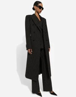 Double-breasted pinstripe wool Turlington jacket