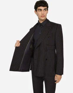 Double-breasted pinstripe stretch wool Sicily-fit suit