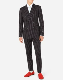 Double-breasted pinstripe wool Sicilia-fit jacket
