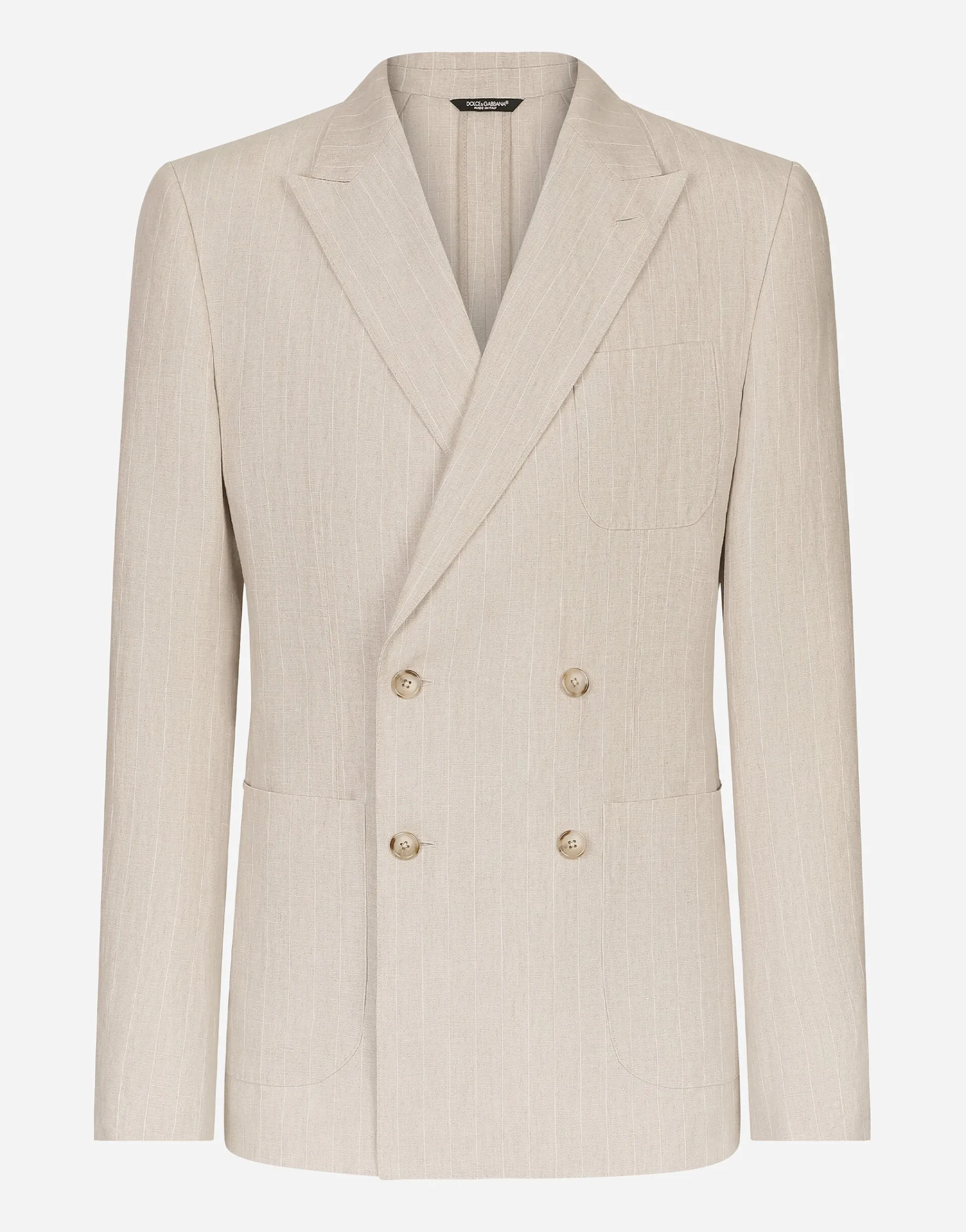 Double-breasted Portofino-fit jacket in pinstripe linen