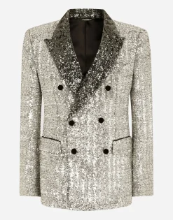 Double-breasted sequined Sicilia-fit jacket