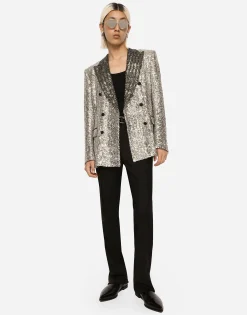 Double-breasted sequined Sicilia-fit jacket