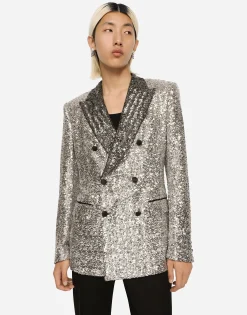 Double-breasted sequined Sicilia-fit jacket