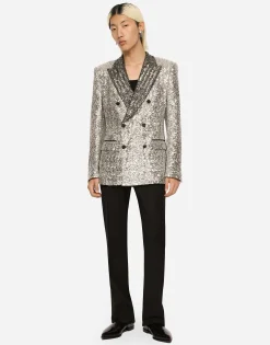 Double-breasted sequined Sicilia-fit jacket