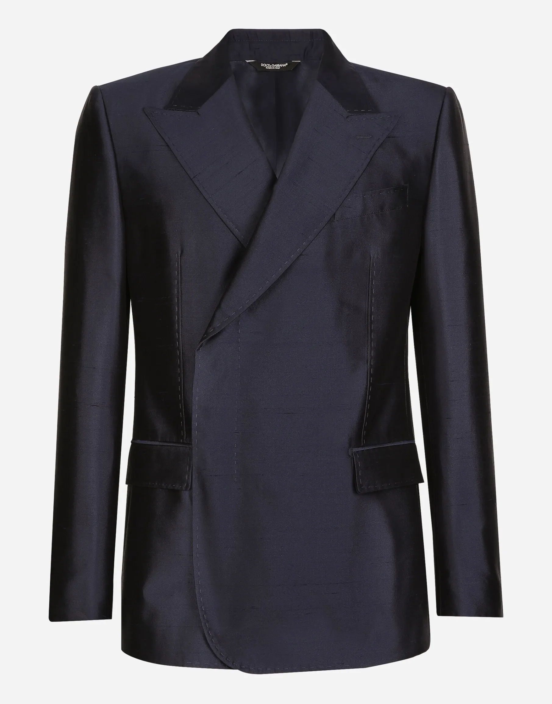 Double-breasted shantung silk Sicilia-fit jacket