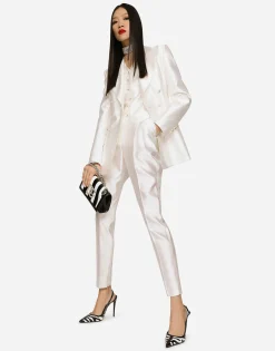 Double-breasted shantung Turlington blazer