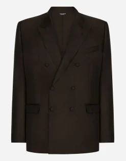 Double-breasted silk Taormina-fit jacket