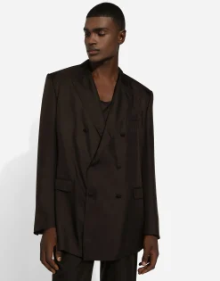 Double-breasted silk Taormina-fit jacket