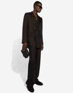Double-breasted silk Taormina-fit jacket