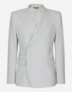 Double-breasted stretch wool Sicilia-fit jacket