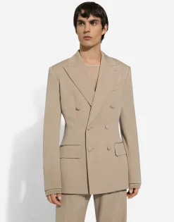 Double-breasted stretch wool Dolce-fit jacket
