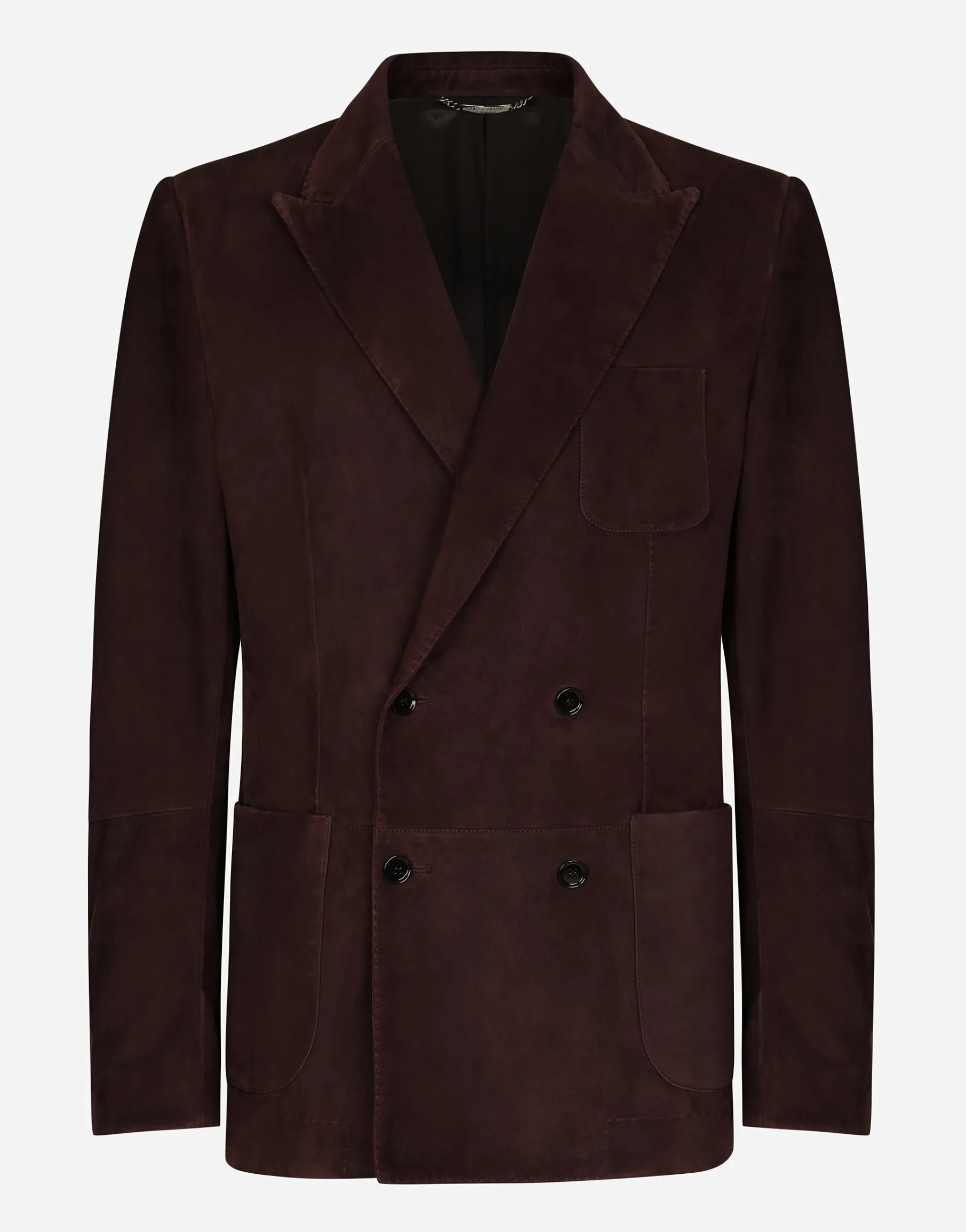 Double-breasted suede jacket