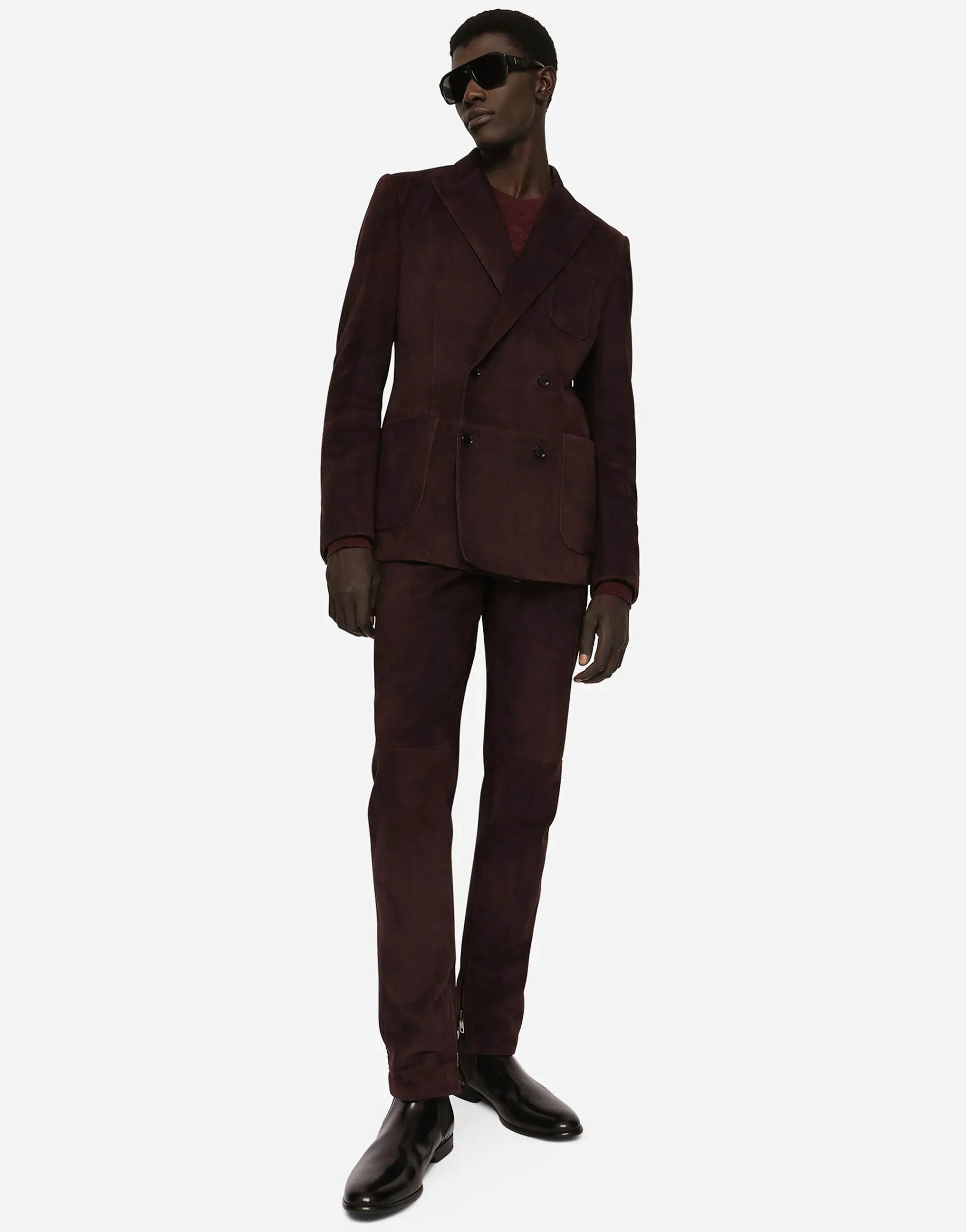 Double-breasted suede jacket