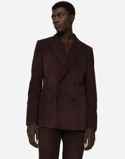 Double-breasted suede jacket