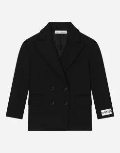 Double-breasted technical jersey jacket