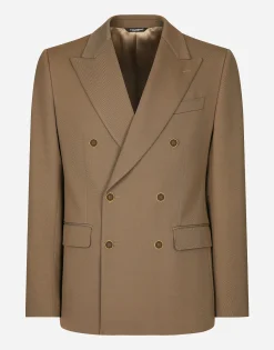 Double-breasted technical gabardine jacket