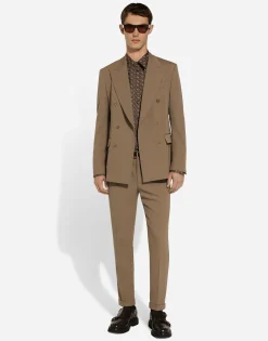 Double-breasted technical gabardine jacket