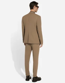 Double-breasted technical gabardine jacket