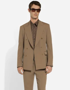 Double-breasted technical gabardine jacket