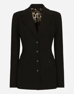 Double-breasted Turlington jacket in jersey Milano rib