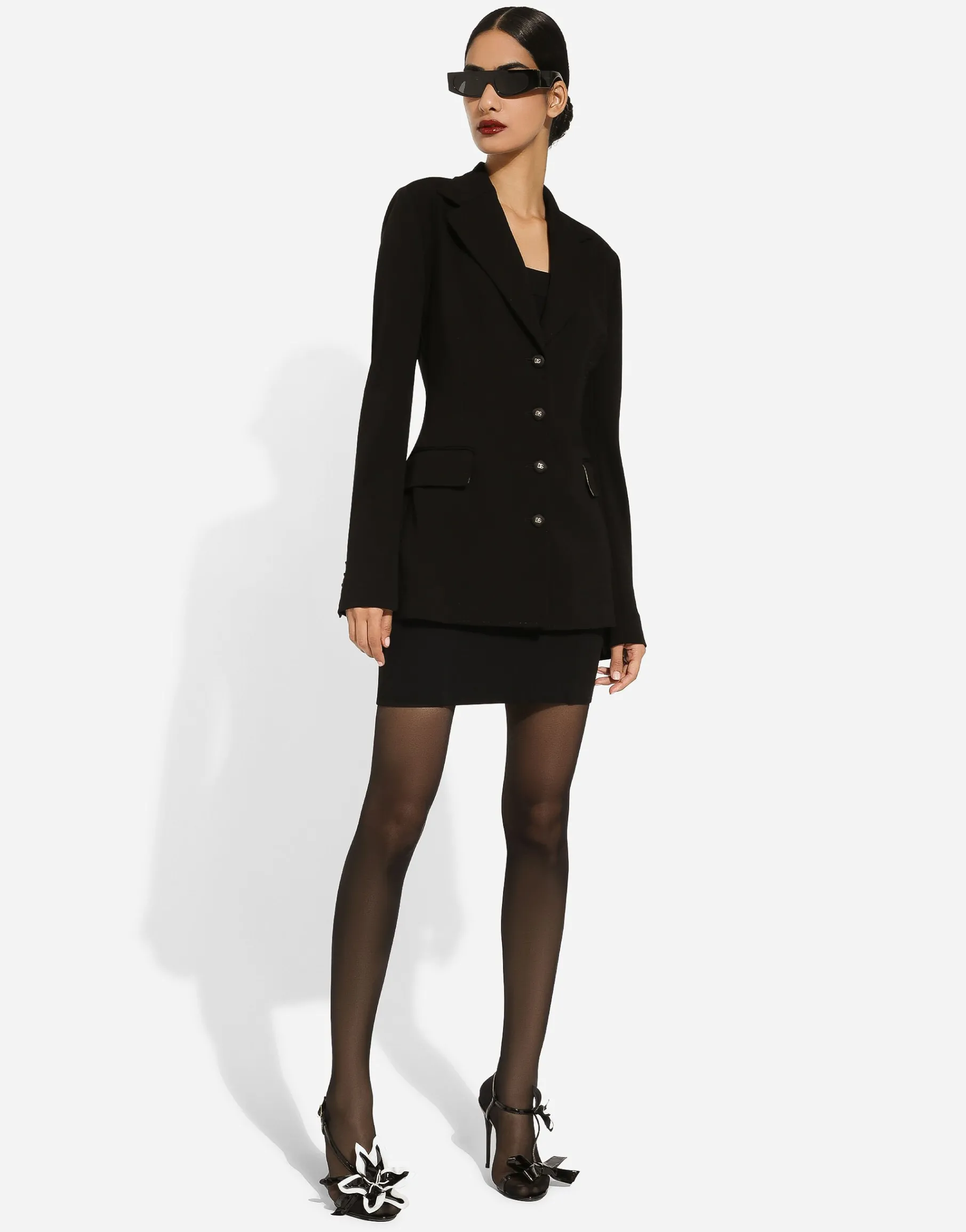 Double-breasted Turlington jacket in jersey Milano rib