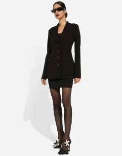 Double-breasted Turlington jacket in jersey Milano rib