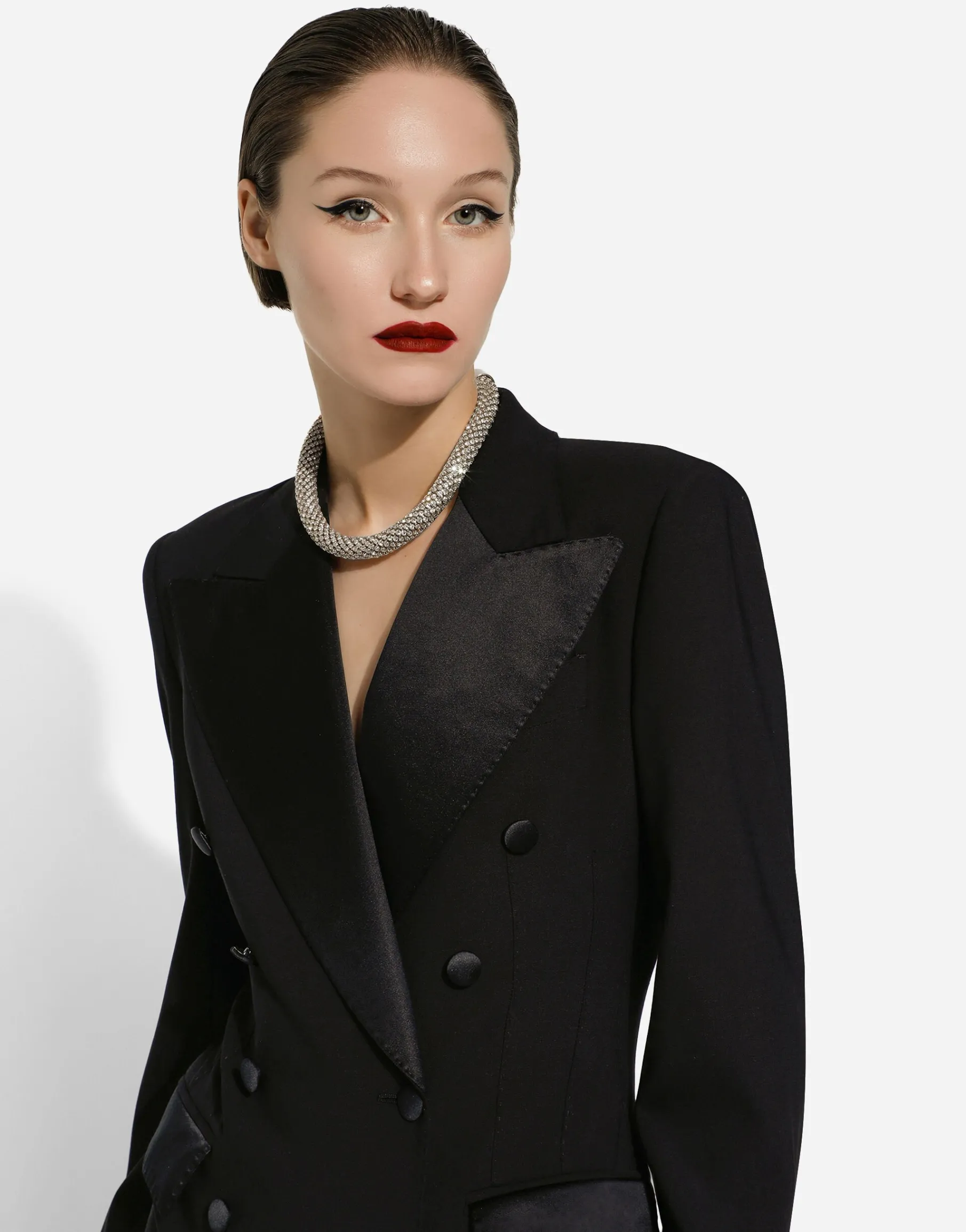 Double-breasted tuxedo jacket bodysuit