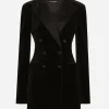 Double-breasted velvet Turlington jacket