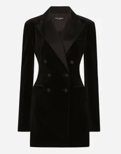 Double-breasted velvet Turlington jacket