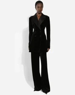 Double-breasted velvet Turlington jacket