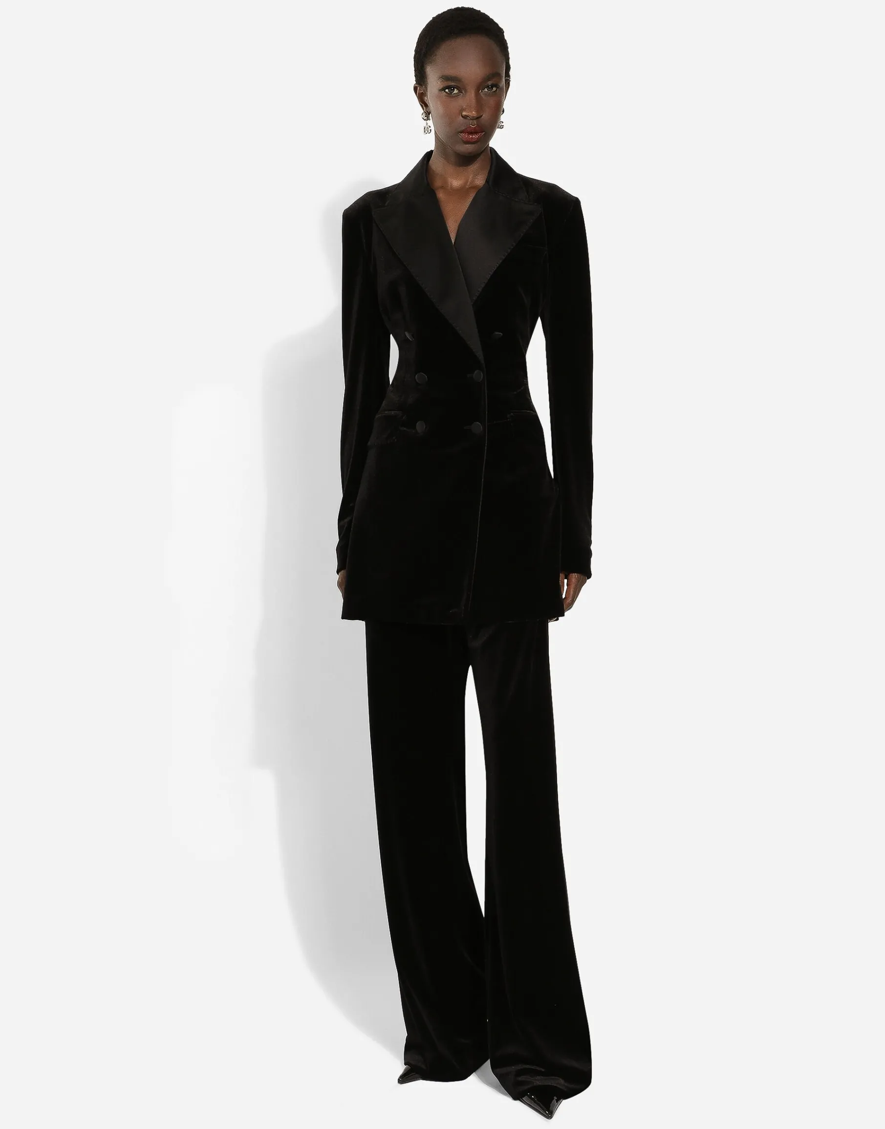 Double-breasted velvet Turlington jacket