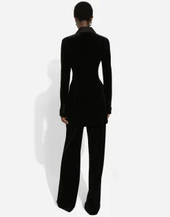 Double-breasted velvet Turlington jacket