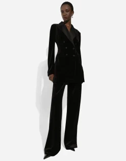 Double-breasted velvet Turlington jacket